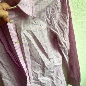 Light pink with blue stripes button up